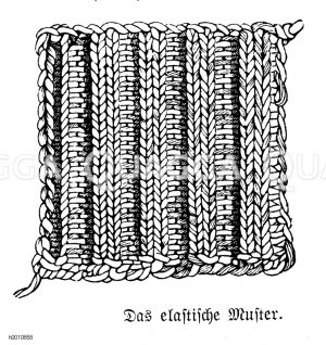 Stricken, Strickmuster: elastisches Muster, zwei rechts, zwei links [Digital]