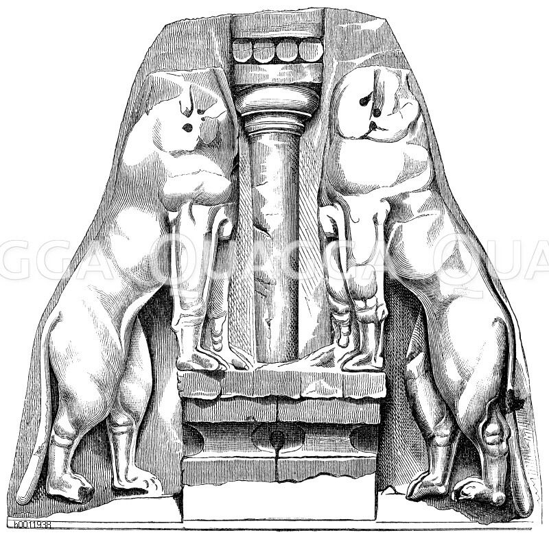 Relief vom Löwentor zu Mykenae, Griechenland (Nach dem Abguss im Berliner Museum) [Digital]