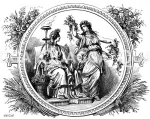 Demeter, Göttin der Fruchtbarkeit der Erde, des Getreides, der Saat und der Jahreszeiten, und Chloris, Göttin der blühenden Natur [Digital]