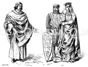 Engländer (1200-1300), links: vornehmer Mann, mitte: König, rechts: vornehme Frau [Digital]