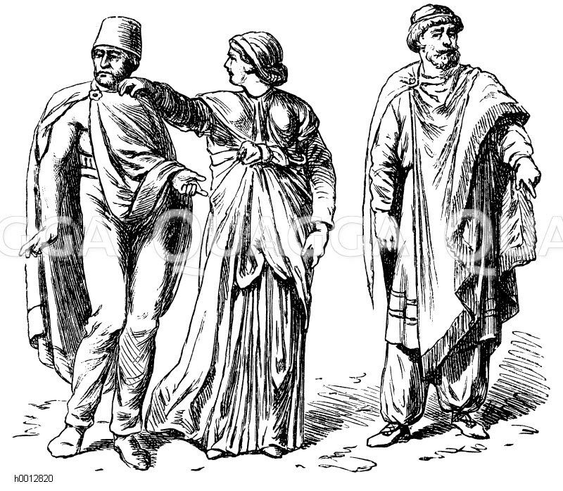 Daker, links und mitte: Volkstracht, rechts: König [Digital]