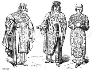 Byzantiner, links: Kaiserin, mitte: Kaiser, rechts: Würdenträger [Digital]