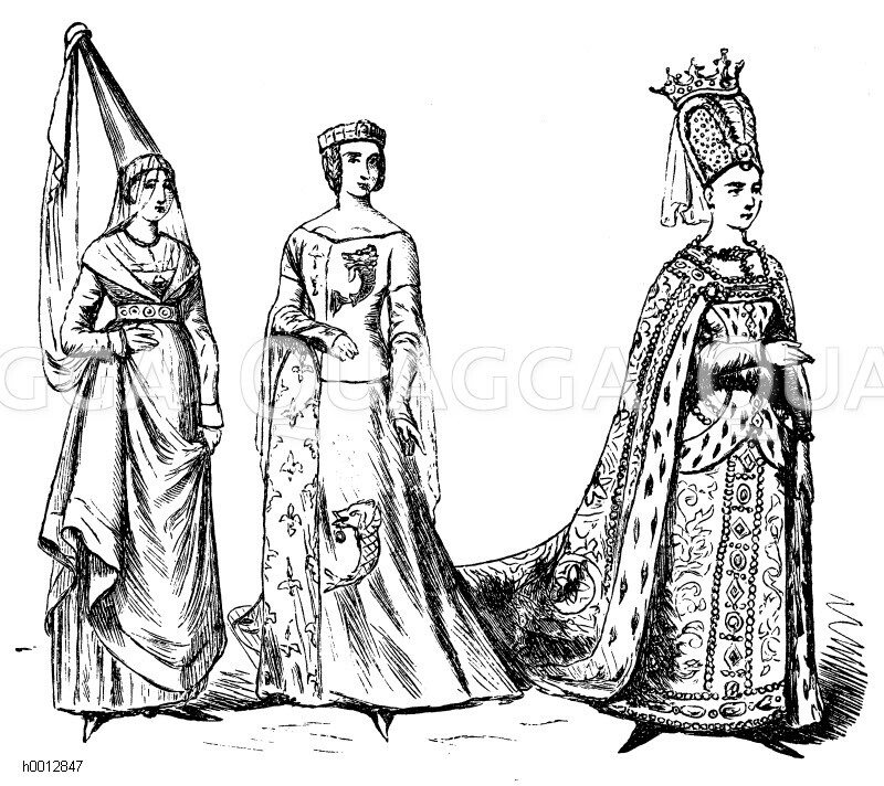 Franzosen (13501450), links Fürstin, 1341, mitte Fürstin, 1375