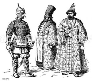 Russen, Polen und Ungarn (im 15. und 16. Jahrhundert), links: Russischer Krieger, mitte: Russischer Großer, rechts: Zar [Digital]