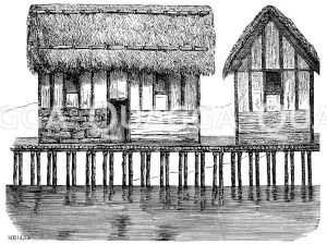 Pfahlbauhütte nach der Konstruktion von Messikomer [Digital]