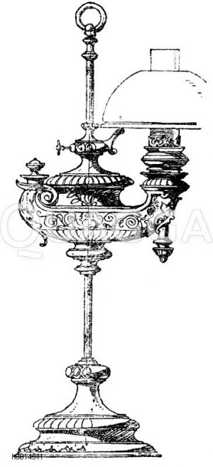 Petroleumlampe in cuivre poli. Sog. „Vestalampe". Berlin. [Digital]