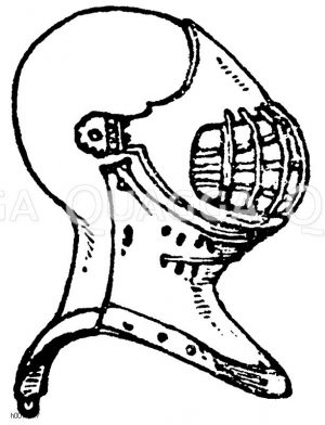 Mittelalterlicher Spangenhelm oder Rosthelm aus Eisen [Digital]