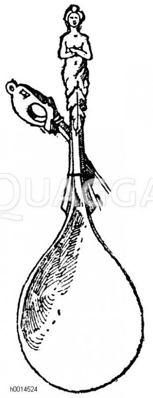 Renaissance-Löffel. 16. Jahrhundert. Schale aus Achat, Griff aus vergoldetem Kupfer.Museum Cluny in Paris. 13 cm lang. (L'art pour tous) [Digital]