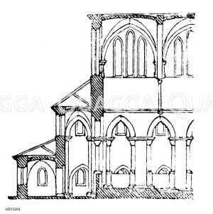 Kirche zu Riddagshausen. Längendurchschnitt des Chors [Digital]