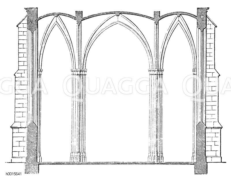 Querdurchschnitt einer Hallenkirche [Digital]