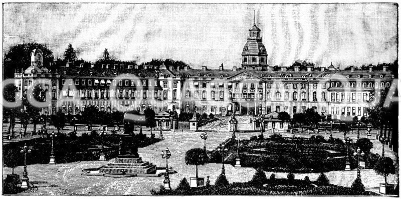 Karlsruhe: Großherzogliches Schloss (nach einer Fotografie) [Digital]