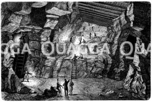 Inneres eines Bergwerks: Abbau eines Stocks [Digital]
