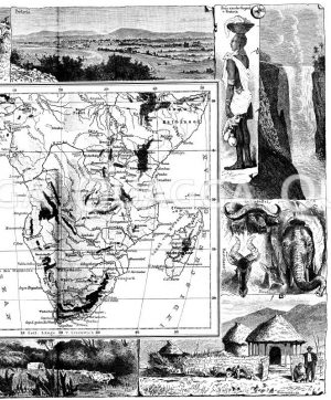 Collage und Karte: Südliches Afrika, rechte Hälfte [Digital]
