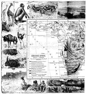 Collage und Karte: Südliches Afrika, linke Hälfte [Digital]