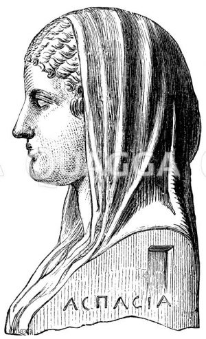 Aspasia (ca. 470 v. Chr. – ca. 400 v. Chr.), griechische Philosophin und Frau des Perikles. Nach einer antiken Büste [Digital]