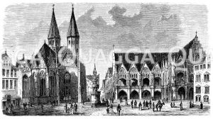 Altstadtmarkt mit der Martinikirche und dem Altstadtrathaus in Braunschweig [Digital]