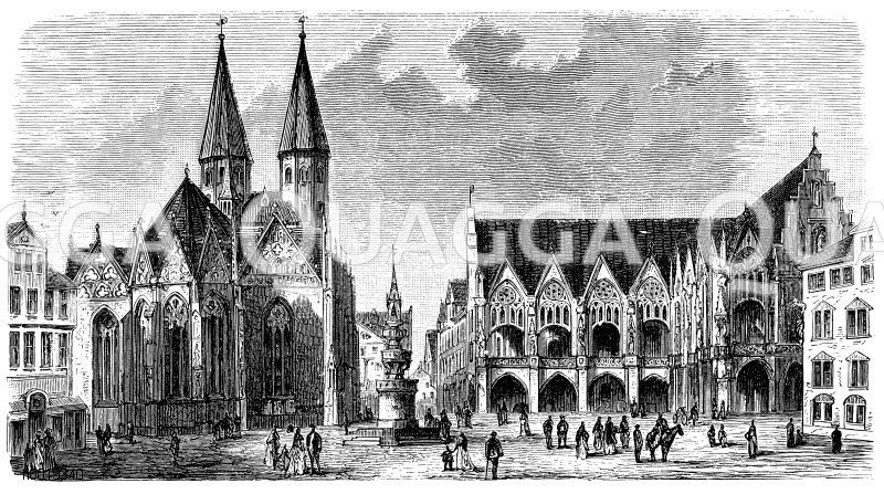 Altstadtmarkt mit der Martinikirche und dem Altstadtrathaus in Braunschweig [Digital]