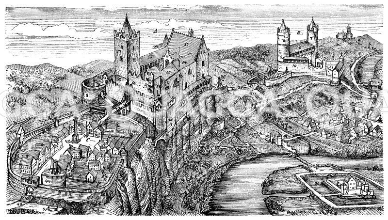 Rudelsburg und Saaleck in ihrem ehemaligen Zustand gedacht [Digital]