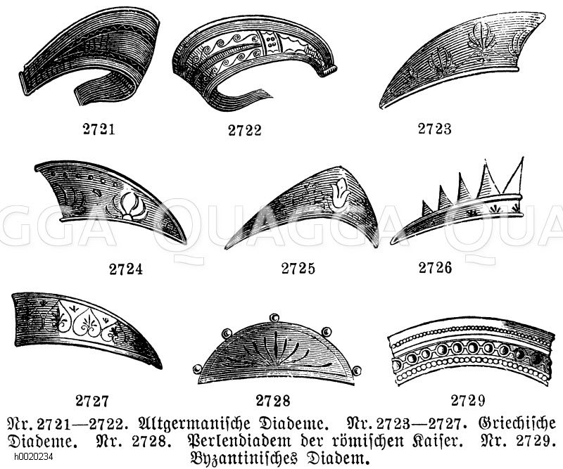 Nr. 27212722. Altgermanische Diademe, Nr. 27232727. Griechische