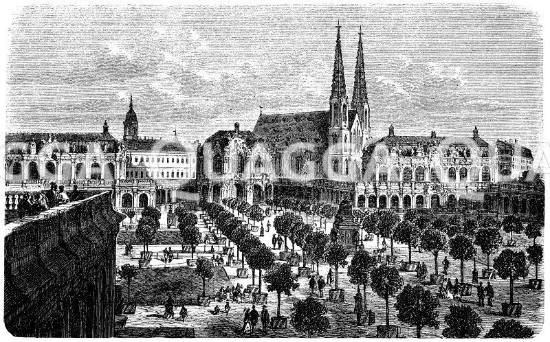 Zwinger und die Sophienkirche in Dresden [Digital]