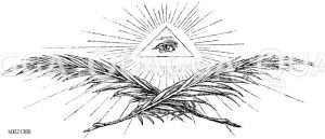 Ornament: Kapitelanfangsvignette, das Auge Gottes, gekreuzte Palmzweige [Digital]