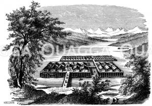 Rekonstruiertes Pfahldorf im Züricher See [Digital]