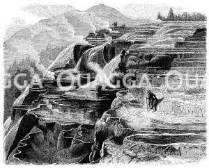 Sinterterrassen heißer Quellen im Yellowstone-Park [Digital]