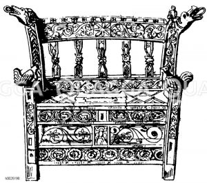 Altitalien und Etrurien, Denkmal der späteren Bronzeperiode und Eisenperiode: Isländischer Holzsessel [Digital]