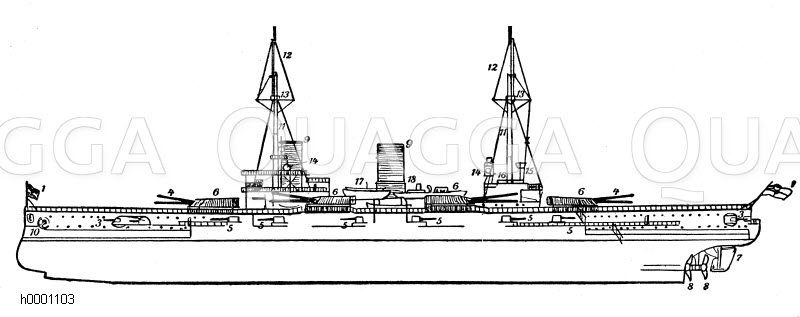 Dampfschiff: Seitenansicht Zeichnung/Illustration