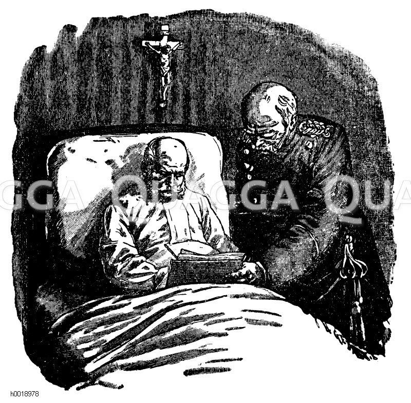 Kaiser Wilhelm I. letzte Unterschrift Zeichnung/Illustration