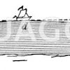 Schiff bei Annäherung an die Küste Zeichnung/Illustration