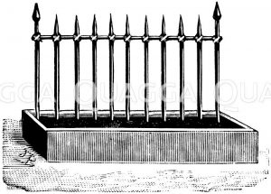Schlingpflanzengestell mit senkrecht gestellten Stäben Zeichnung/Illustration