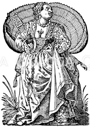 Sie blüht in unser aller Herzen. Holzschnitt von Jost Amman Zeichnung/Illustration