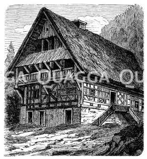 Oberdeutsches Bauernhaus (Schwarzwald) Zeichnung/Illustration