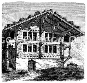 Schweizer Bauernhaus Zeichnung/Illustration