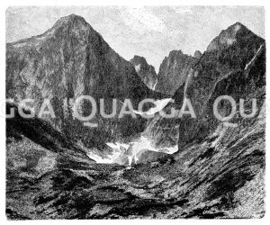 Lomnitzer Spitze und Steinbachsee in der Hohen Tatra Zeichnung/Illustration