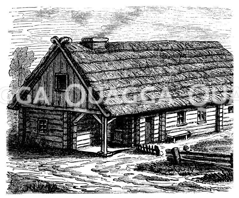 Hinterpommersches Bauernhaus Zeichnung/Illustration