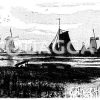 Niederlandische Marschlandschaft: Kanal bei Dordrecht Zeichnung/Illustration