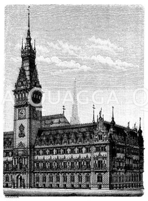 Neues Rathaus in Hamburg Zeichnung/Illustration