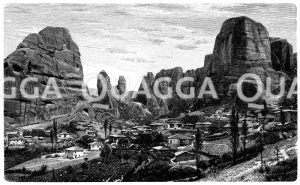 Gebirgslandschaft in Thessalien Zeichnung/Illustration