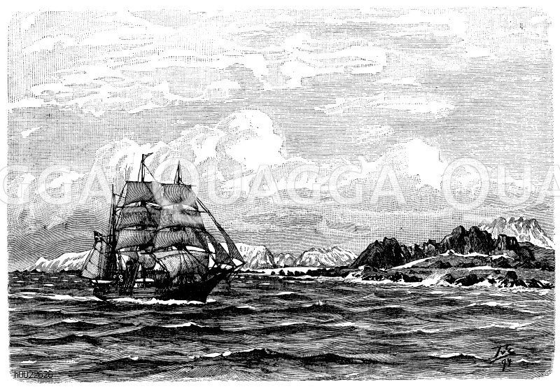 Küste von Nowaja Semlja Zeichnung/Illustration