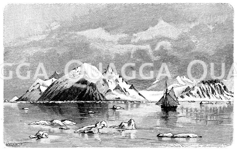 Eisfjord auf Westspitzbergen Zeichnung/Illustration