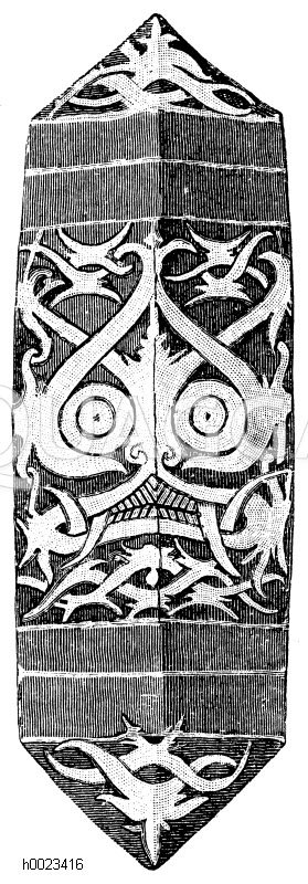 Schild der Dajak aus Borneo Zeichnung/Illustration