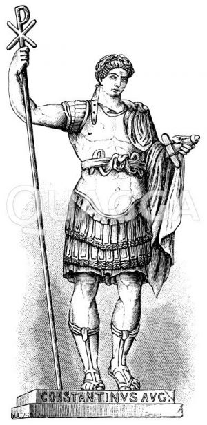Konstantin I., „der Große“ (ca. 272 - 337), römischer und byzantinischer Kaiser, Standbild im Lateran zu Rom [Digital]