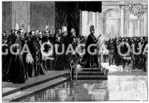 Eröffnung des Reichstages durch Kaiser Wilhelm II. Zeichnung von E. Thiel [Digital]