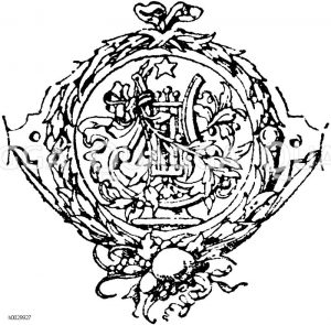 Embleme der Malerei, Bildhauerei ect: Handzeichnung von Dir. Götz in Karlsruhe. Vom Titel zu einer Goethe-Ausgabe. [Digital]