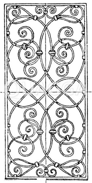 Rechteck: Schmiedeiserne Füllung aus dem Chor der Kirche St. Blasii in Mühlhausen in Thüringen, Mitte des 17. Jahrhundert (Musterornamente) [Digital]