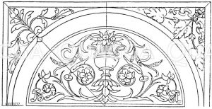 Halbkreis und Zwickel: Intarsiafüllung vom Chorgestühl in Sta. Maria in Organo in Verona. Ital. Renaissance. [Digital]