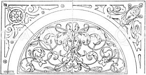 Halbkreis und Zwickel: Schmiedeiserne Füllung. Nachbildung eines Renaissancegitters von Dir. Storck. [Digital]