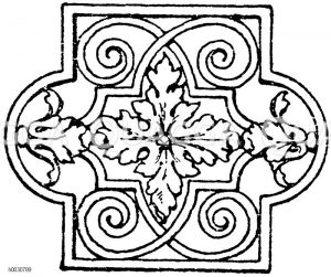 Begrenztes Flachornament: Detail von einem Fenstergitter.Deutsche Spätrenaissance. [Digital]